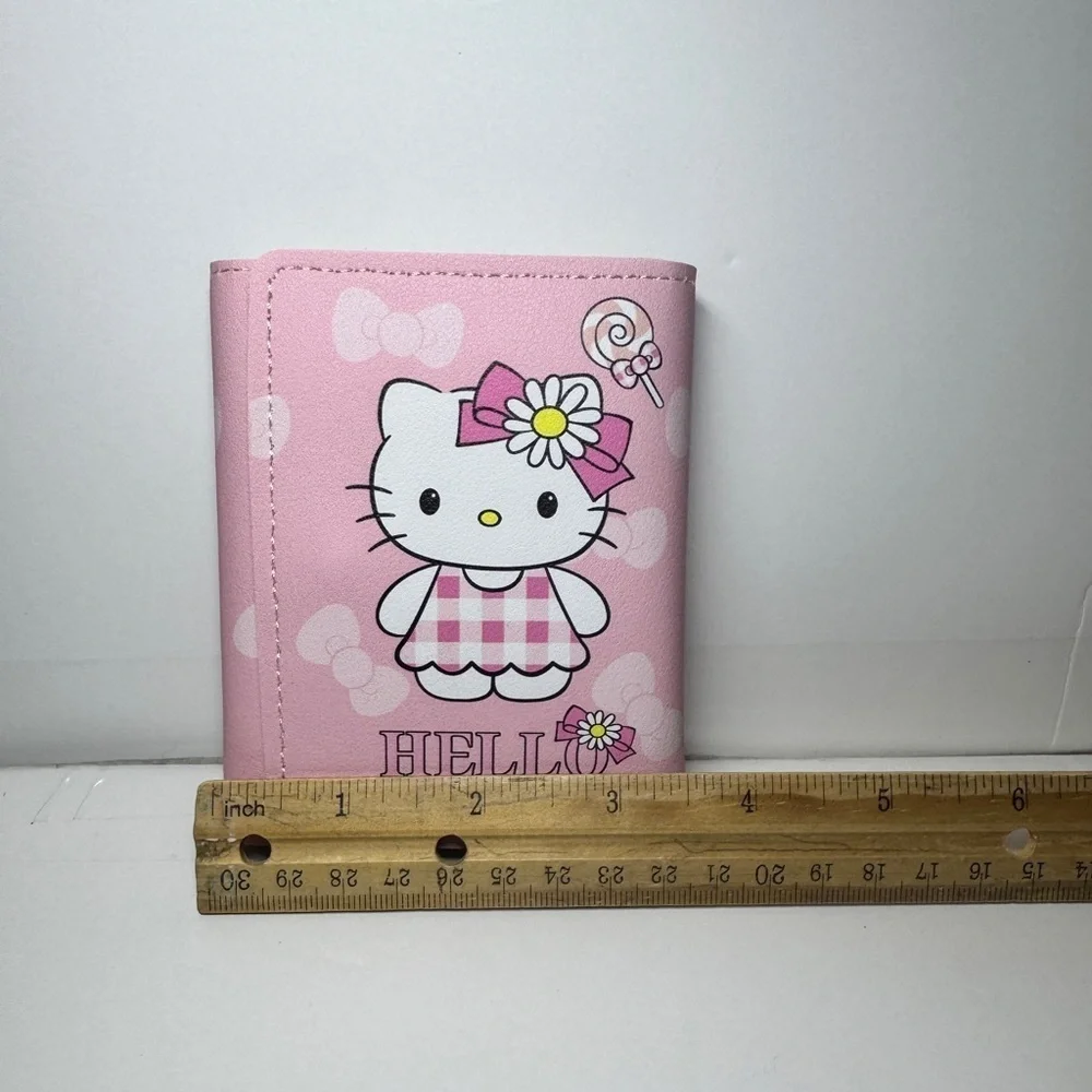 Sanrio Hello Kitty Pink Wallet Pink checkered dress tri-fold wallet NWT